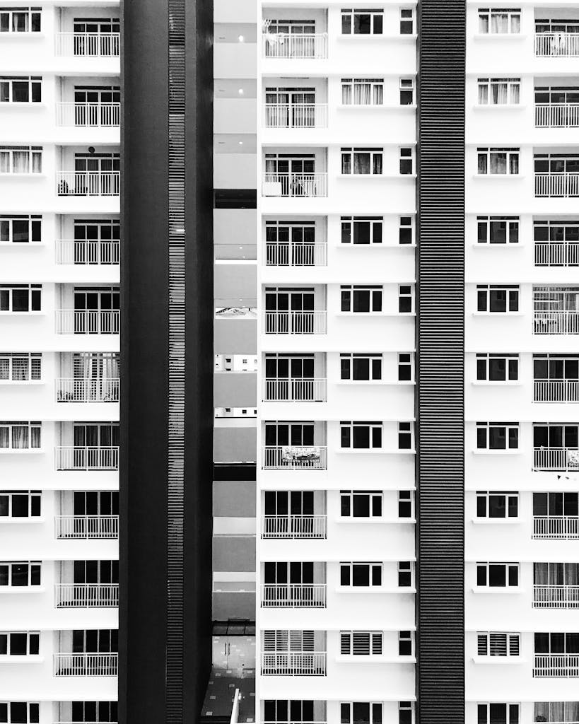 White and Black City Buildings